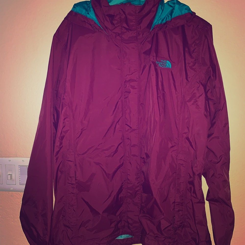The North Face Rain Jacket XXl maroon, green